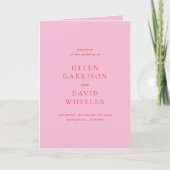Elegant Pink and Red Classic Wedding Programm (Vorderseite)