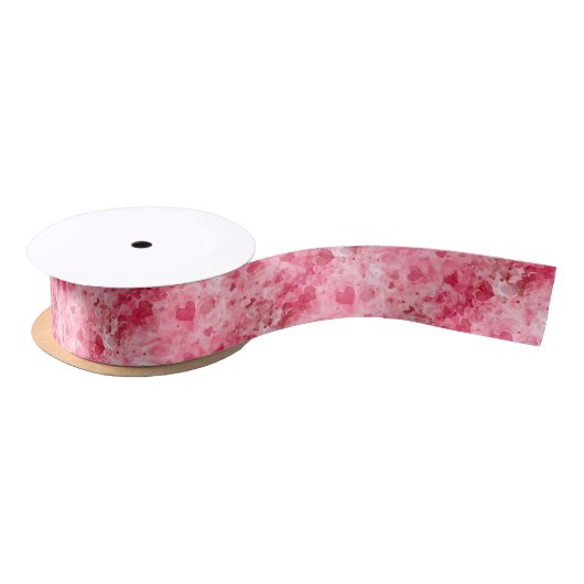 Elegant Pink And Red Hearts Satin Ribbon Satinband (Spule)