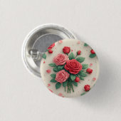 Elegant Pink and Red Rose Bouquets Button (Vorne & Hinten)