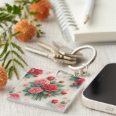 Elegant Pink and Red Rose Bouquets Schlüsselanhänger (Vorderseite rechts)