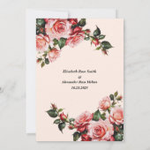Elegant pink and red roses floral wedding einladung (Rückseite)