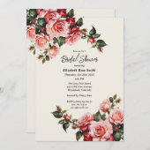 Elegant pink and red roses floral wedding einladung (Vorne/Hinten)