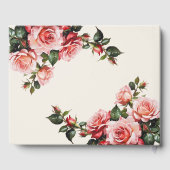 Elegant pink and red roses floral wedding  gästebuch (Rückseite)