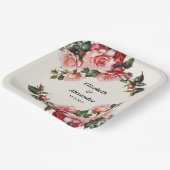 Elegant pink and red roses floral wedding pappteller (Gewinkelt)