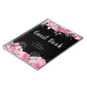 Elegant Pink and Silver Flower Birthday Guest Book Notizblock (Linke Seite)