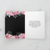 Elegant Pink and Silver Flowers Birthday Karte (Innenseite)