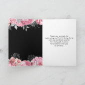 Elegant Pink and Silver Flowers Birthday Party Dankeskarte (Innenseite)