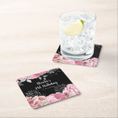 Elegant Pink and Silver Flowers Birthday Party Rechteckiger Pappuntersetzer (Vor Ort)