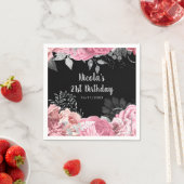 Elegant Pink and Silver Flowers Birthday Party Serviette (Beispiel)