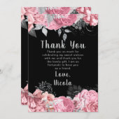 Elegant Pink and Silver Flowers Sweet Sixteen Dankeskarte (Vorne/Hinten)