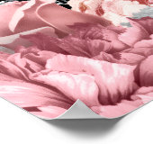 Elegant Pink and Silver Flowers Sweet Sixteen  Poster (Ecke)