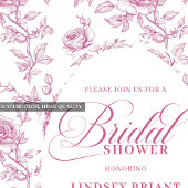 Elegant Pink and White Rose Pattern Bridal Shower  Einladung