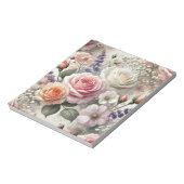 Elegant Pink and White Rose Pattern Notepad Notizblock (Rotiert)