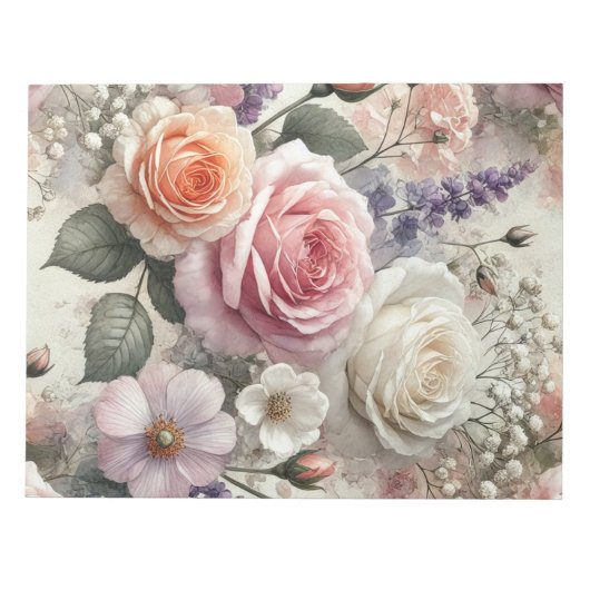 Elegant Pink and White Roses Notepad Notizblock (Vorderseite)