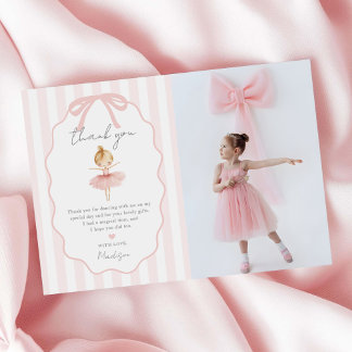 Elegant Pink Ballerina Ballet Birthday Photo Dankeskarte