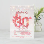 Elegant Pink Balloons 30. Geburtstagsfeier Einladung (Stehend Vorderseite)