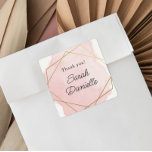 Elegant Pink Bat Mitzvah Vielen Dank für Ihre Unte Quadratischer Aufkleber<br><div class="desc">Dieses moderne Design besticht durch ein in Gold gerahmtes Aquarelldesign und den eigenen Text. Fügen Sie den Text mithilfe des Vorlagenformulars hinzu. Die erweiterten Editiermenüs,  die über das "Design-Tool" aufgerufen werden,  ermöglichen es Ihnen,  die Schriftart,  Farben und das Layout zu ändern.</div>