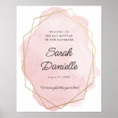Elegant Pink Bat Mitzvah Willkommen Poster (Vorne)