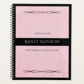 Elegant Pink Black Monogram Executive Planner Planer (Vorderseite)