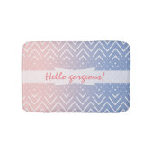 Elegant Pink Blau Pastellfarben Zickzack Hallo Her Badematte (Vorderseite)