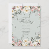 Elegant Pink Bliush Ivory Floral Wedding Einladung (Vorderseite)
