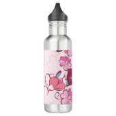 Elegant Pink Blossom Custom Name Floral Design Edelstahlflasche (Links)