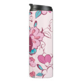 Elegant Pink Blossom Custom Name Floral Design Thermosbecher (Nach rechts gedreht)