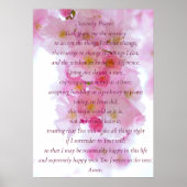 Elegant Pink Blossom - Script Serenity Gebet Poster (Vorne)