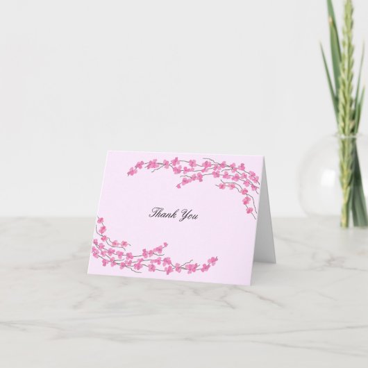 Elegant Pink Blossom Vielen Dank Dankeskarte (Vorderseite)