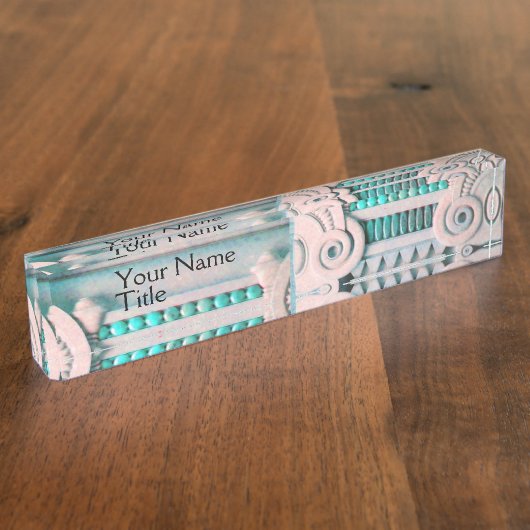 ELEGANT PINK BLUE ART NOUVEAU, FANTASY MARBLE DECO NAMENSPLAKETTE (Seite)