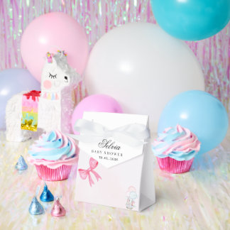 Elegant Pink & Blue Baby Shower Favor Box with Bow Geschenkschachtel