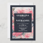 Elegant Pink Blue Cherry Blossom Blumenhochzeit Einladung (Vorderseite)