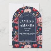 Elegant Pink & Blue Floral theme Einladung (Vorderseite)