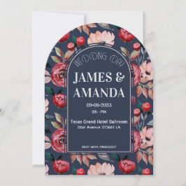 Elegant Pink & Blue Floral theme Einladung