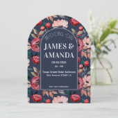 Elegant Pink & Blue Floral theme Einladung (Stehend Vorderseite)