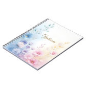 Elegant Pink Blue Pastel Watercolor Floral Design Notizblock (Linke Seite)