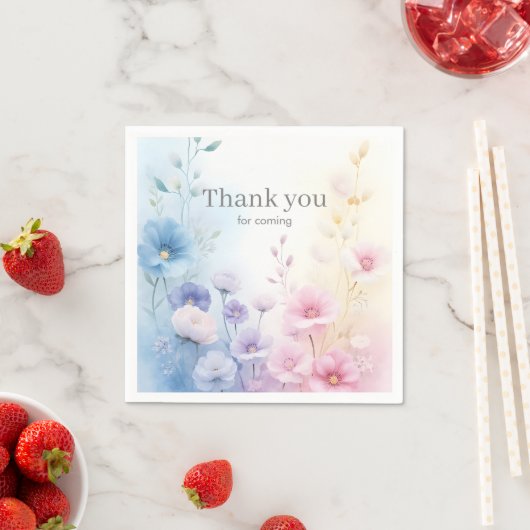 Elegant Pink Blue Pastel Watercolor Floral Design Serviette (Beispiel)