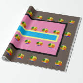 elegant_pink_BLUE_YELLOW_BROWN Geschenkpapier (Ungerollt)