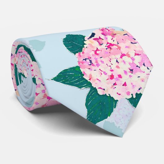 Elegant Pink blühende Hydrangea Blüte Krawatte (Gerollt)