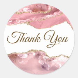 Elegant Pink Blush Agate Vielen Dank Runder Aufkleber
