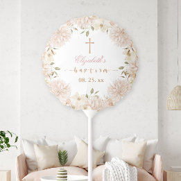 Elegant Pink Boho Floral Taufe Ballon