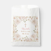 Elegant Pink Boho Floral Taufe Geschenktütchen (Vorderseite)