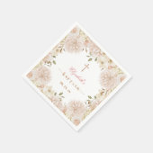 Elegant Pink Boho Floral Taufen Paper Napkin Serviette (Ecke)