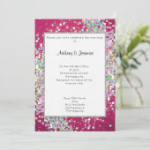 ELEGANT PINK BOKEH HOLOGRAPHIC PASTEL WEDING EINLADUNG (Stehend Vorderseite)