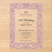 Elegant Pink Border 18th Birthday Debut Acryleinladungen (Vorderseite)