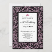 Elegant Pink Border 18th Birthday Debut Einladung (Vorderseite)