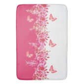 Elegant Pink Botanical Bath Mat  Badematte (Vorderseite Vertikal)