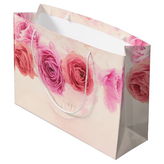 Elegant pink bouquets  große geschenktüte (Rückseite Schrägansicht)