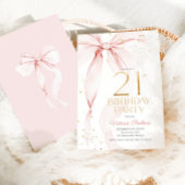 Elegant Pink Bow 21st Birthday Invitation Einladung