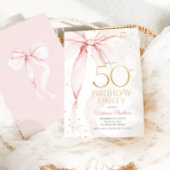 Elegant Pink Bow 50th Birthday Invitation Einladung